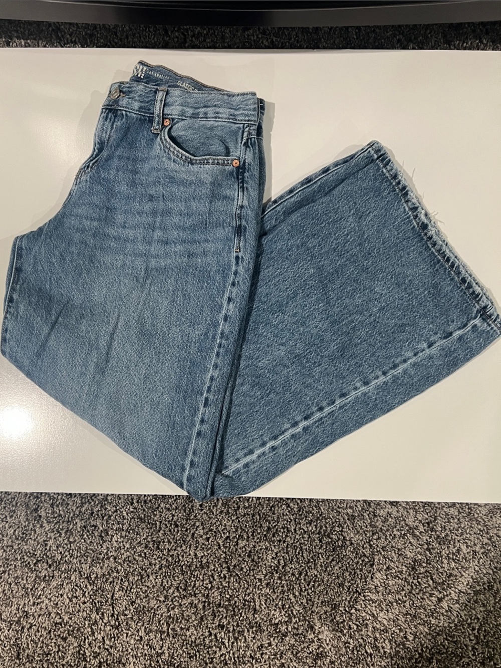 REWASH — Classic, distressed, low-Rise, Wide-Leg Women's Jeans in Light Blue